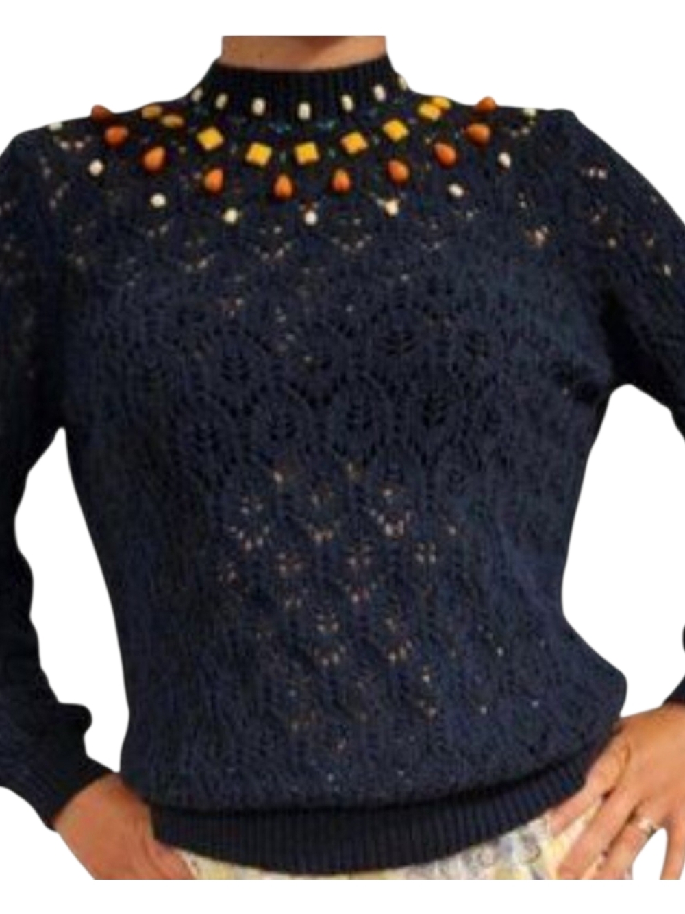 Sezane Marine Talle Pullover Sweater Sz S